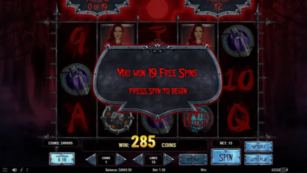 Tampilan visual slot Wild Blood dengan tema vampir gotik
