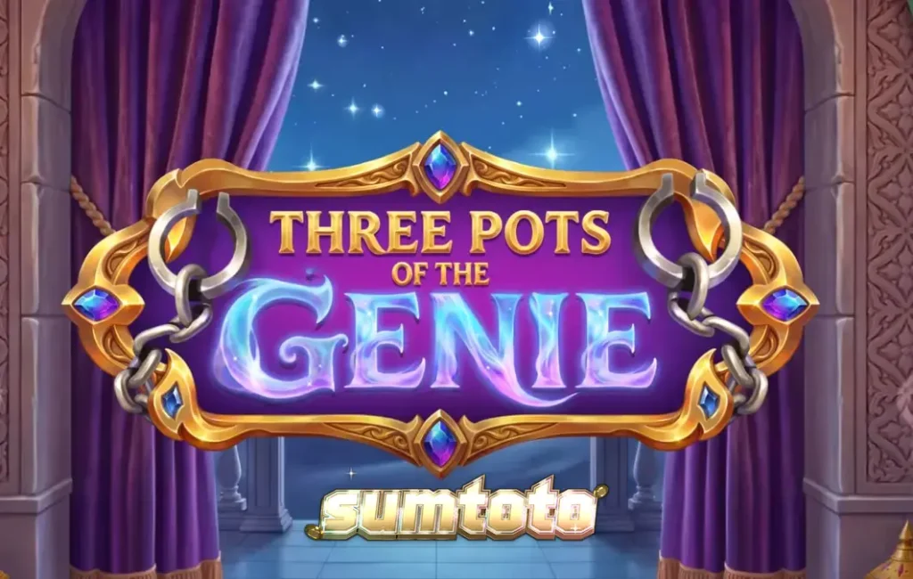 Tampilan visual slot Three Pots of the Genie dengan latar belakang Arabian Nights